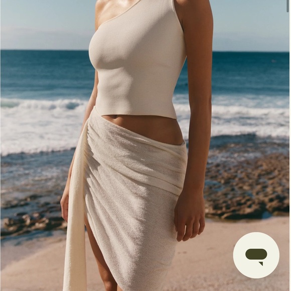 Cali Drape Skirt Knit Mini Dress - Ivory - Picture 2 of 7